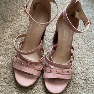 Pink heels with rose gold studs